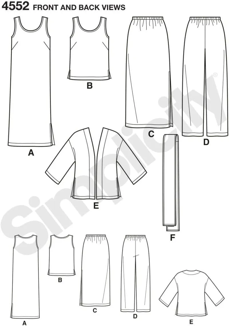 Easy-To-Sew 4552 plus Size Skirt, Pants, Dress, and Scarf Sewing Pattern for Women by Karen Z, Sizes BB (20W-28W)
