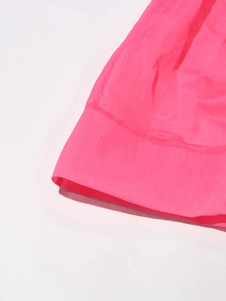 Elegant Round Neck Lantern Sleeve Ruffle Loose Dress
