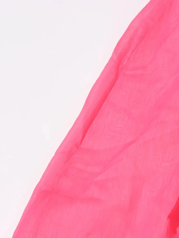 Elegant Round Neck Lantern Sleeve Ruffle Loose Dress