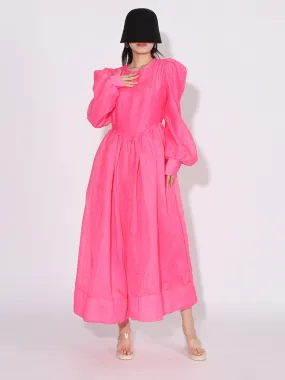 Elegant Round Neck Lantern Sleeve Ruffle Loose Dress
