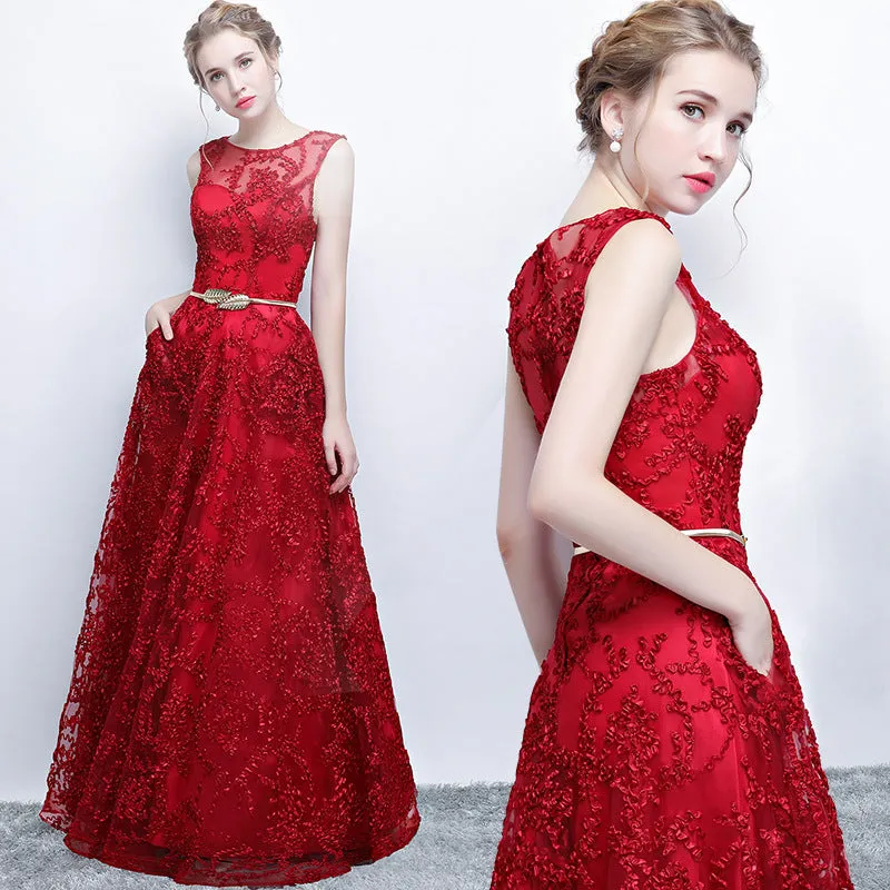 Elegant Sleeveless Embroidered Ribbon Maxi Slim Evening Dress
