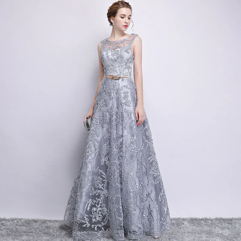 Elegant Sleeveless Embroidered Ribbon Maxi Slim Evening Dress