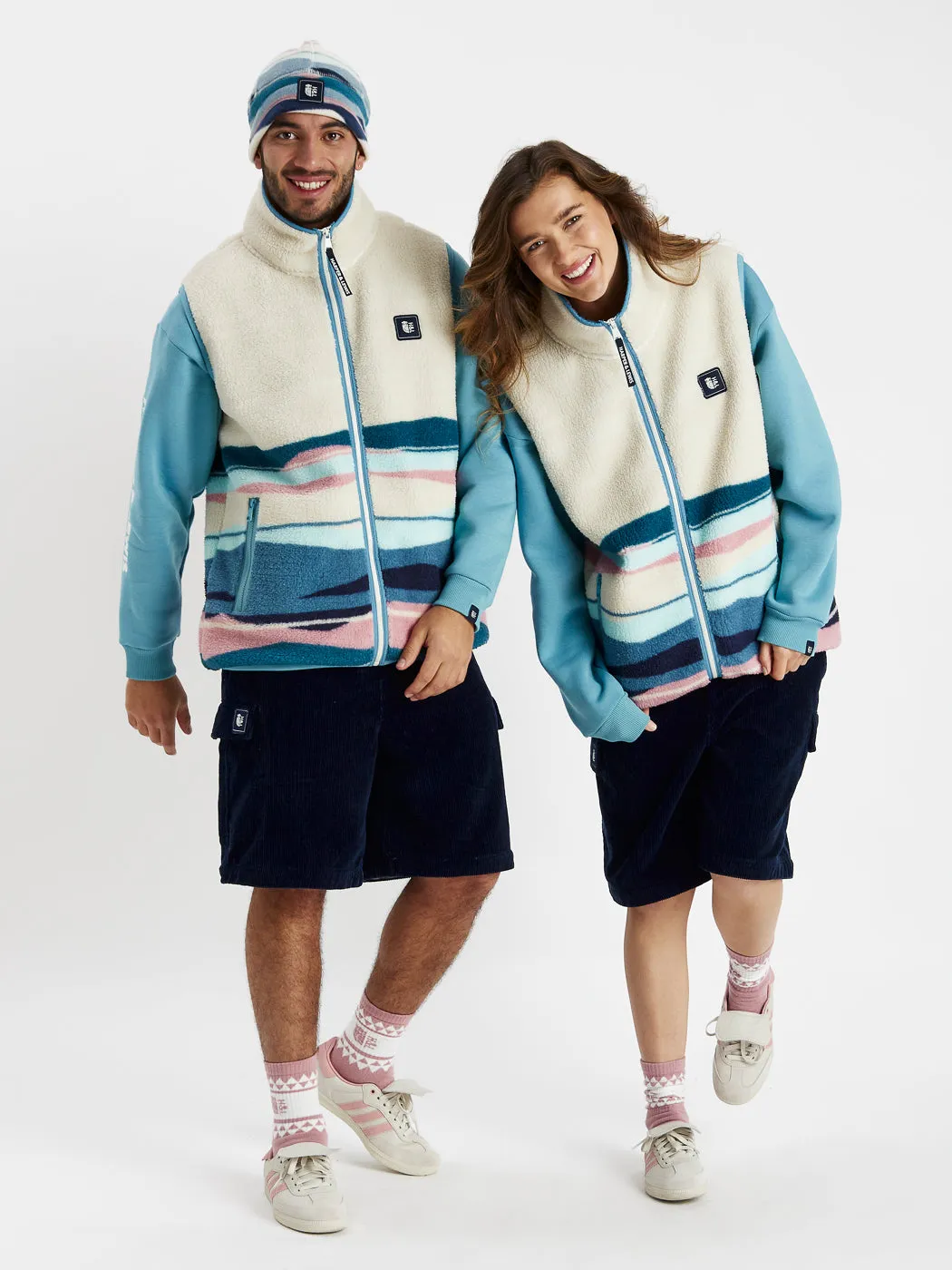Emery Retro Pattern Sherpa Fleece Gilet