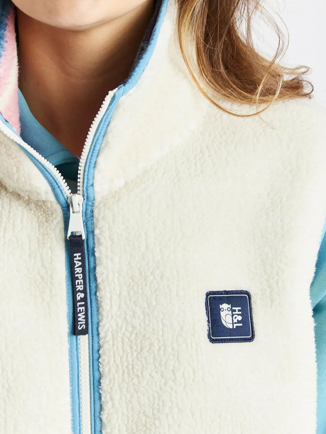 Emery Retro Pattern Sherpa Fleece Gilet