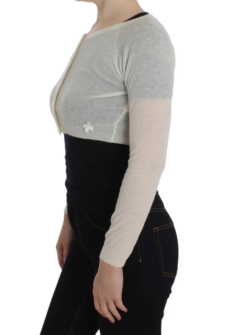Ermanno Scervino Elegant White Crop Cardigan Sweater