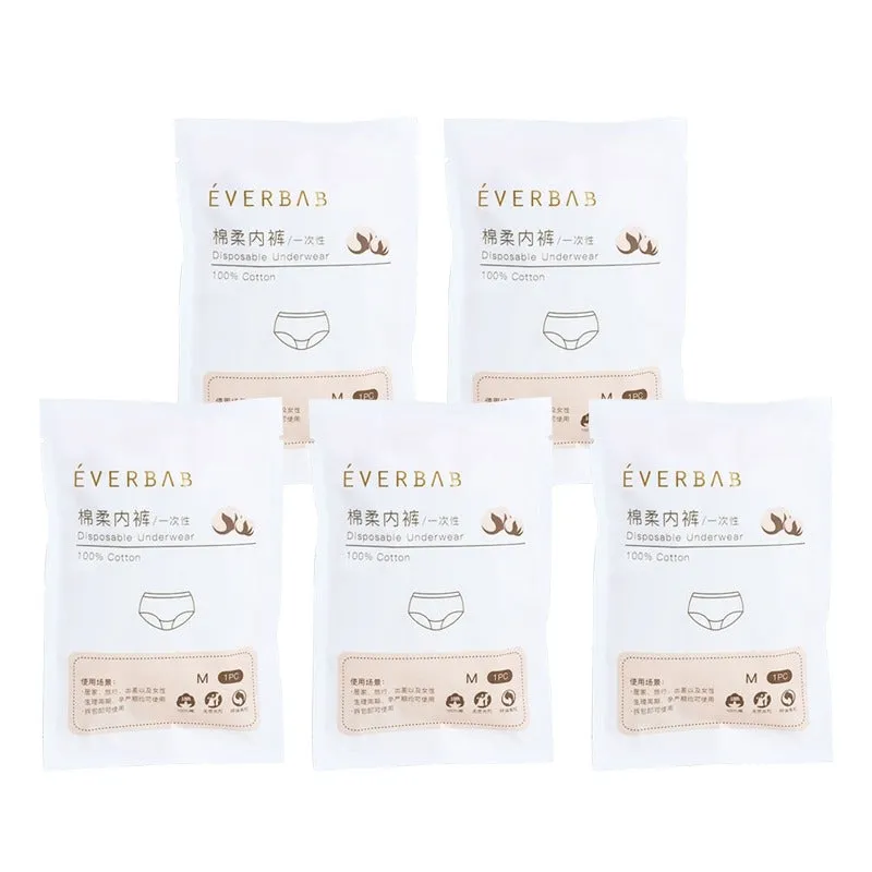 EVERBAB Full Cotton Disposable Underwear (5 Packs)