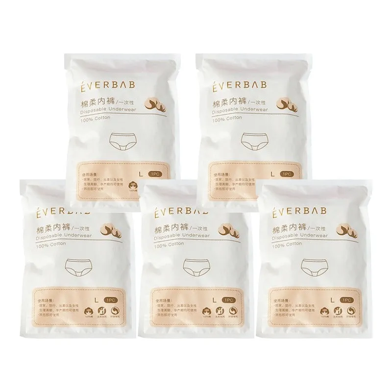 EVERBAB Full Cotton Disposable Underwear (5 Packs)