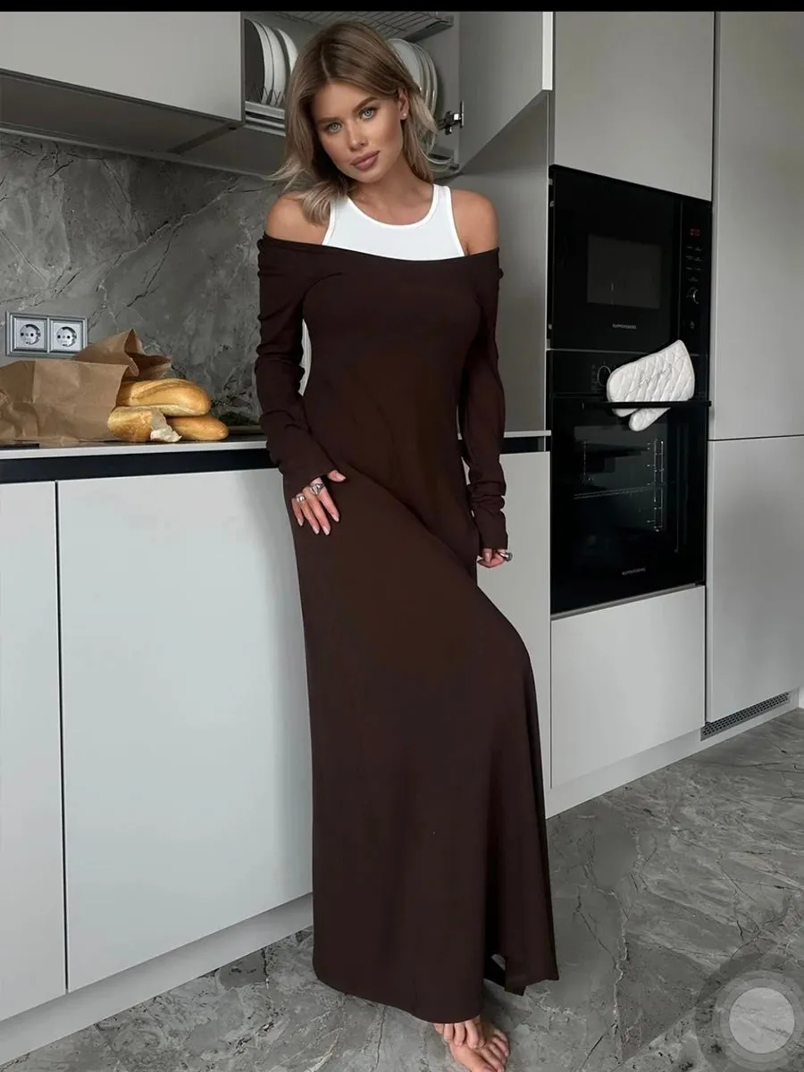 Evie Tank Top Patchwork Off The Shoulder Dress