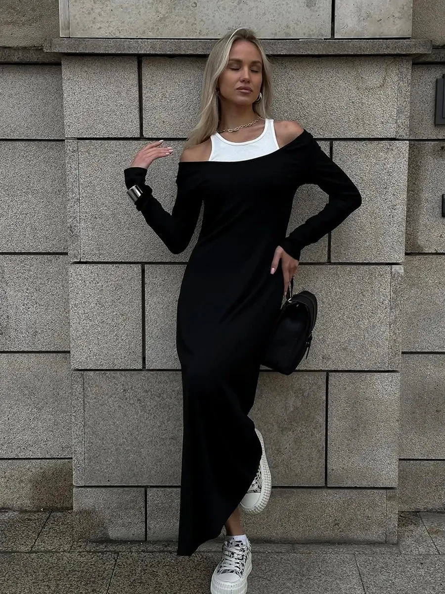 Evie Tank Top Patchwork Off The Shoulder Dress