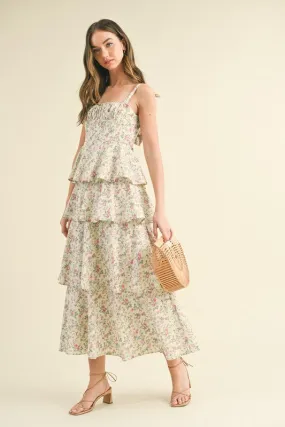 Fiona Tiered Floral Open Back Maxi Dress