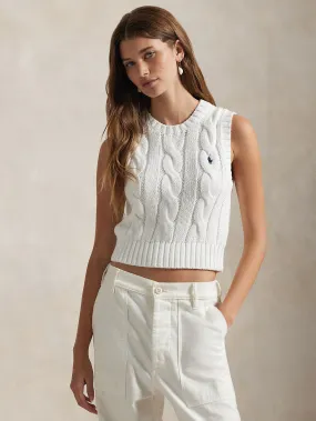 Gilet in Maglia a Trecce Bianco