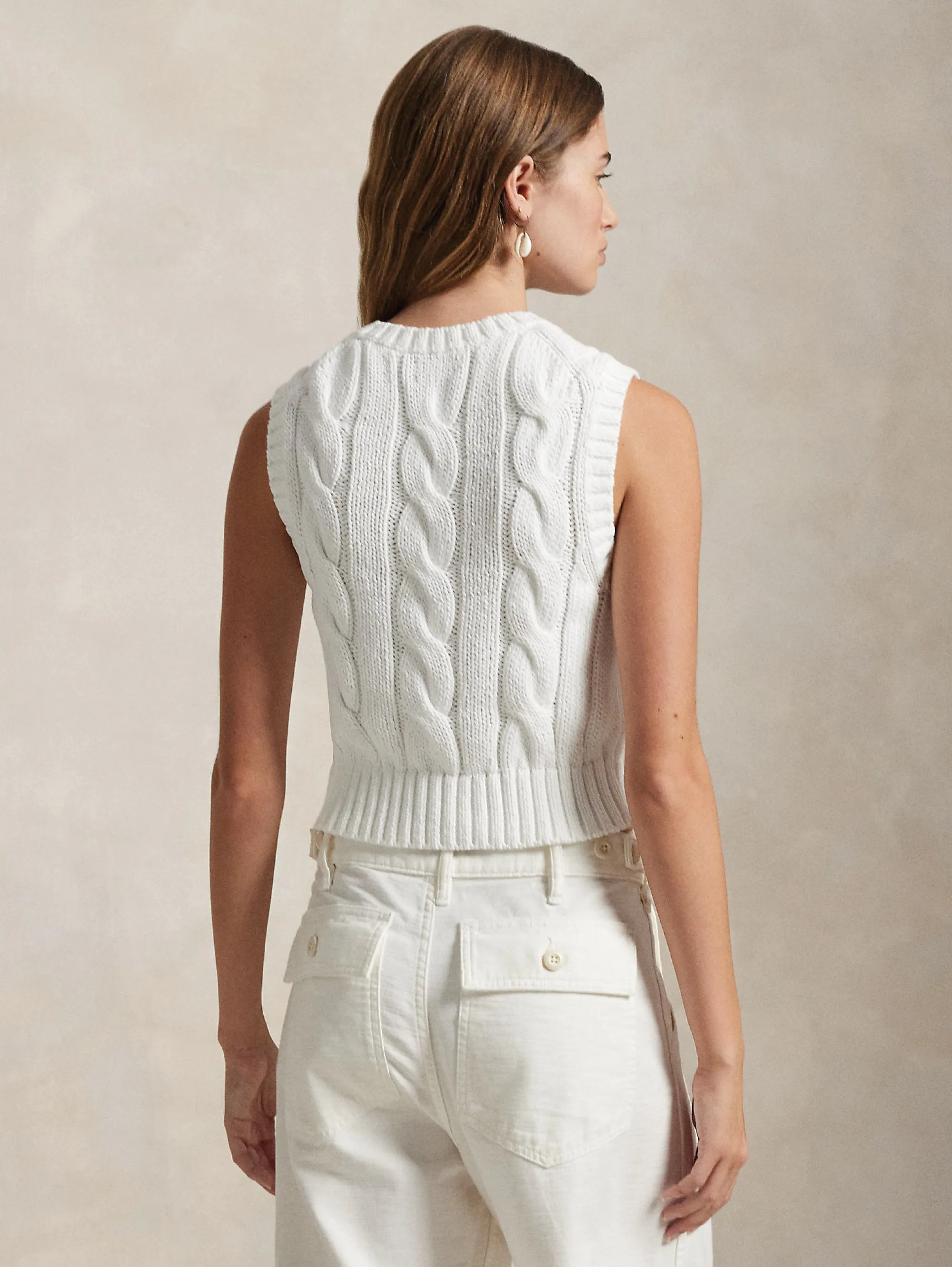 Gilet in Maglia a Trecce Bianco