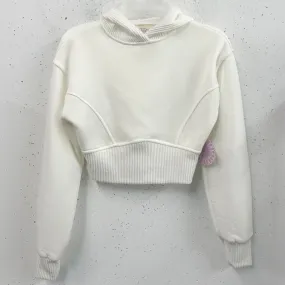Girls Ivory Crop Hoodie Sweater