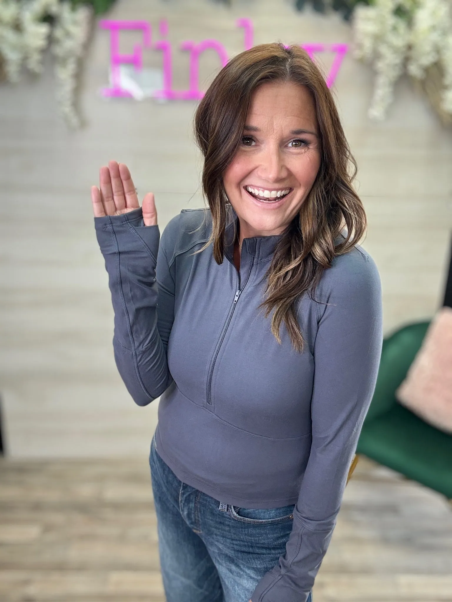 Half Zip Crop Long Sleeve