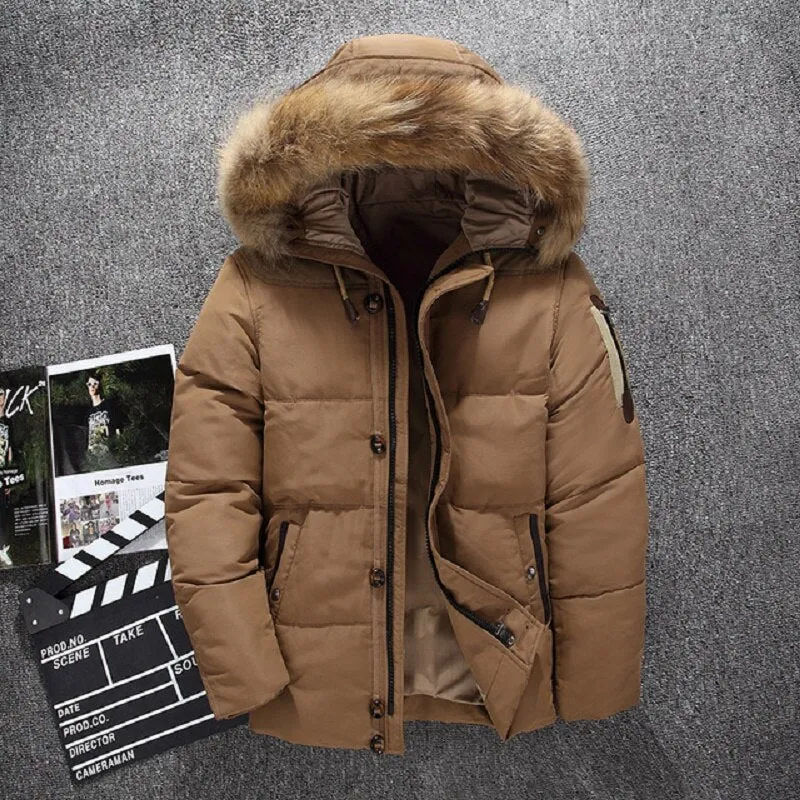 Heren Winter Donsjas met Bontgevoerde Capuchon