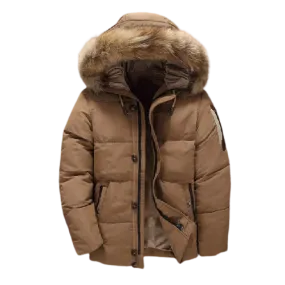 Heren Winter Donsjas met Bontgevoerde Capuchon