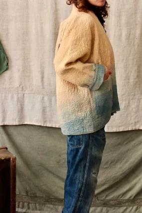HF164 The Highlands Foundry Indigo Dip Dye Quilt Patch Coat