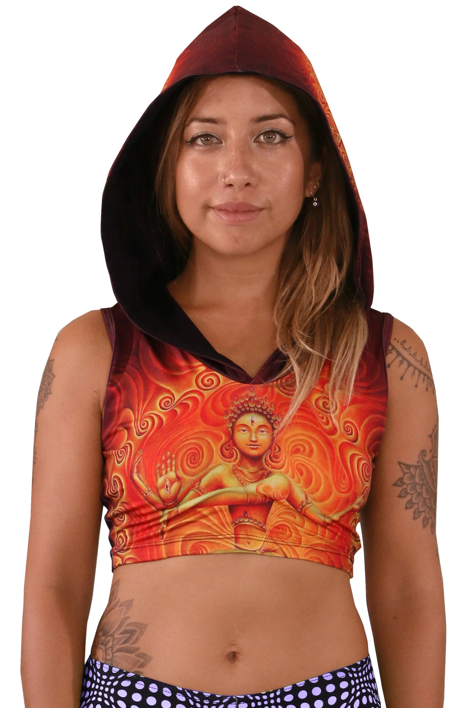 Hooded Crop Top : Nataraja Fire Dance
