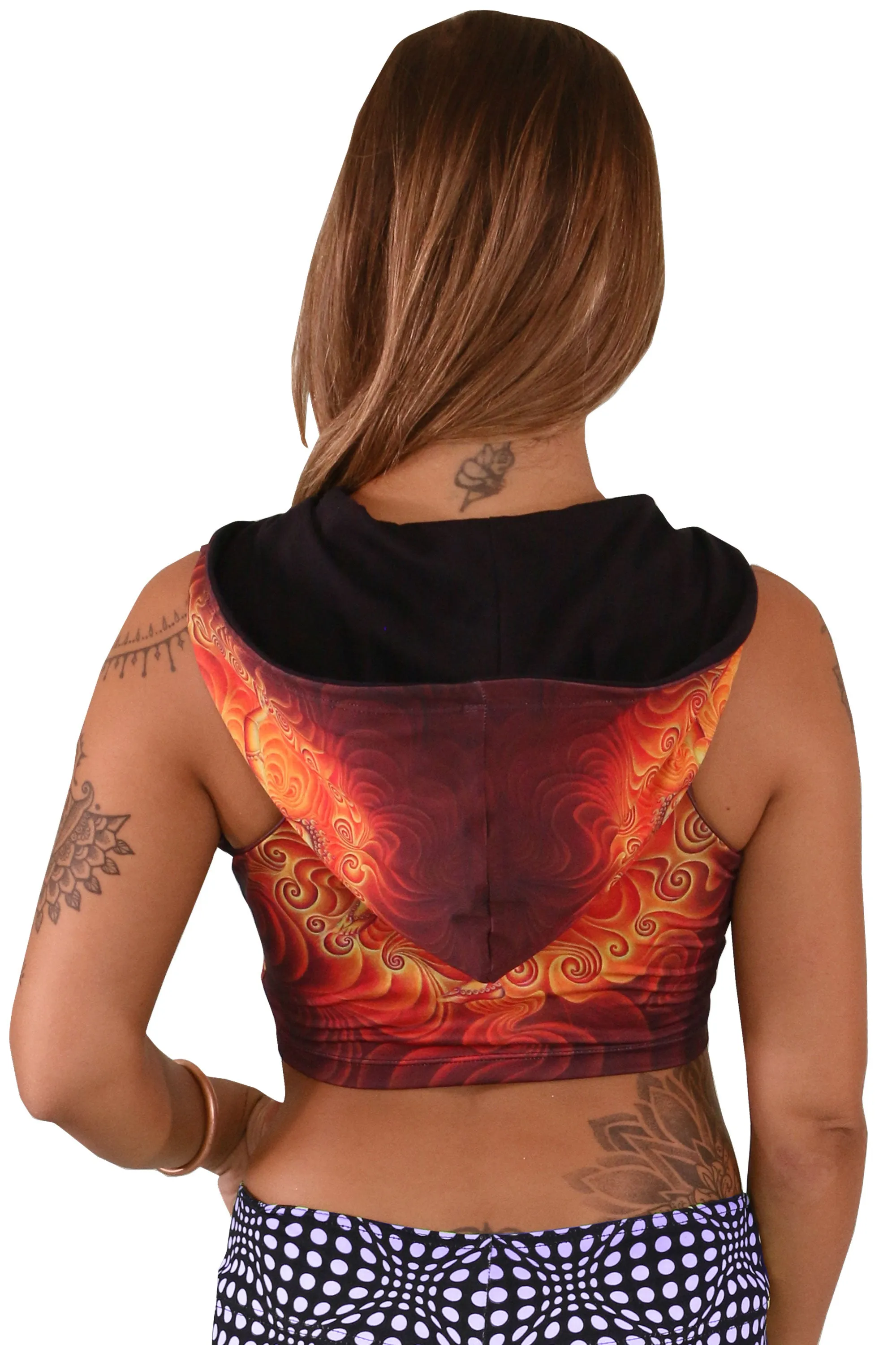 Hooded Crop Top : Nataraja Fire Dance