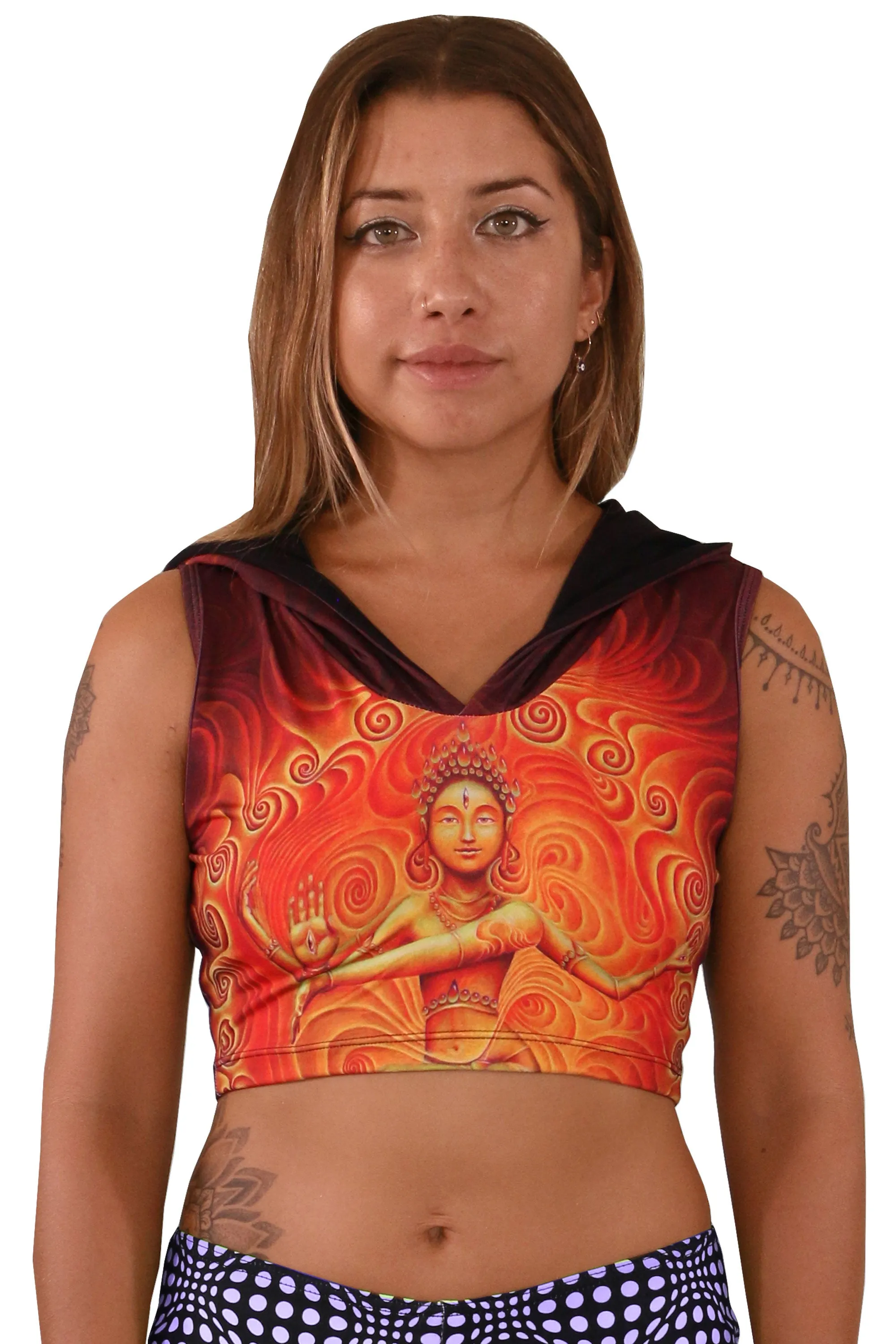 Hooded Crop Top : Nataraja Fire Dance