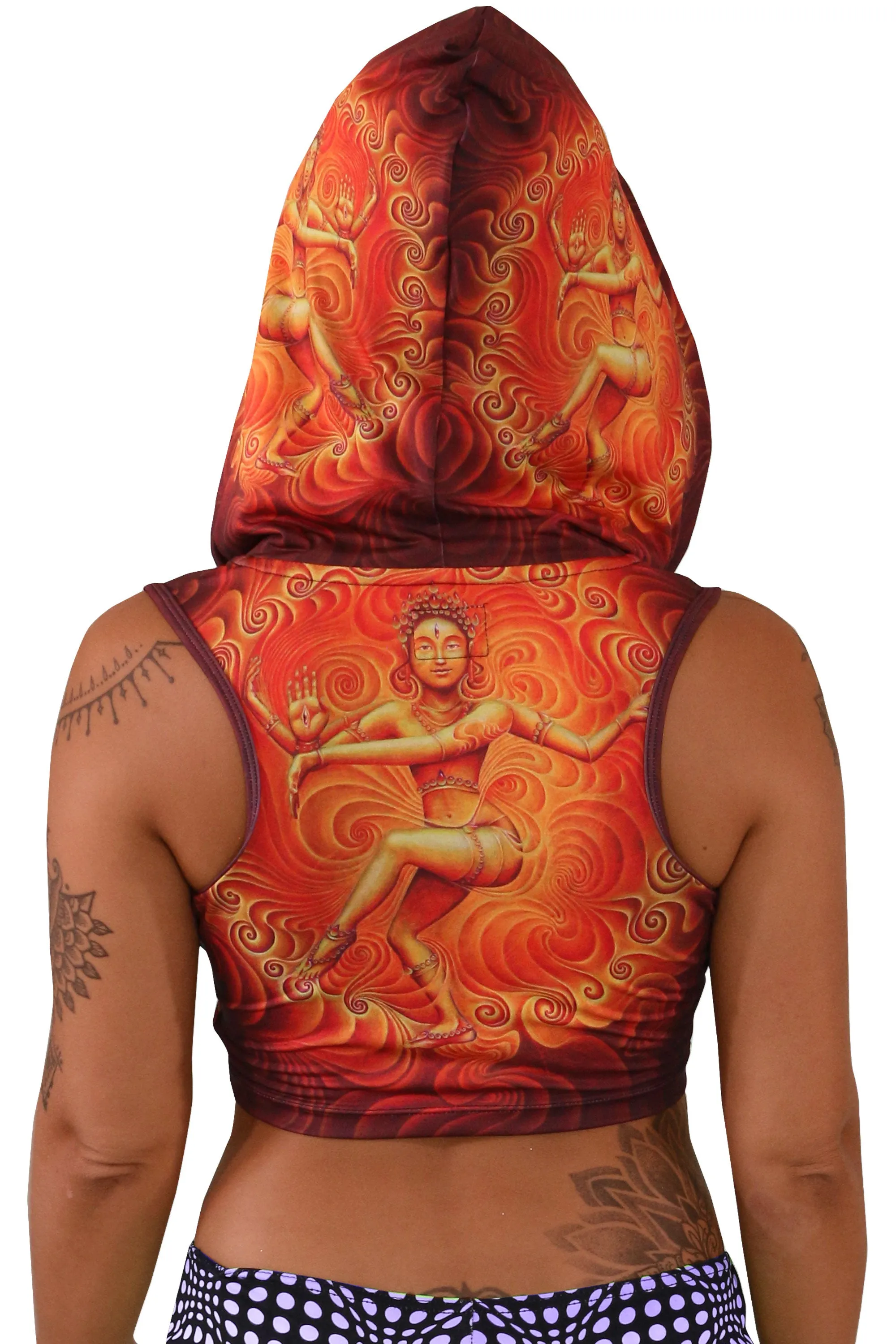 Hooded Crop Top : Nataraja Fire Dance