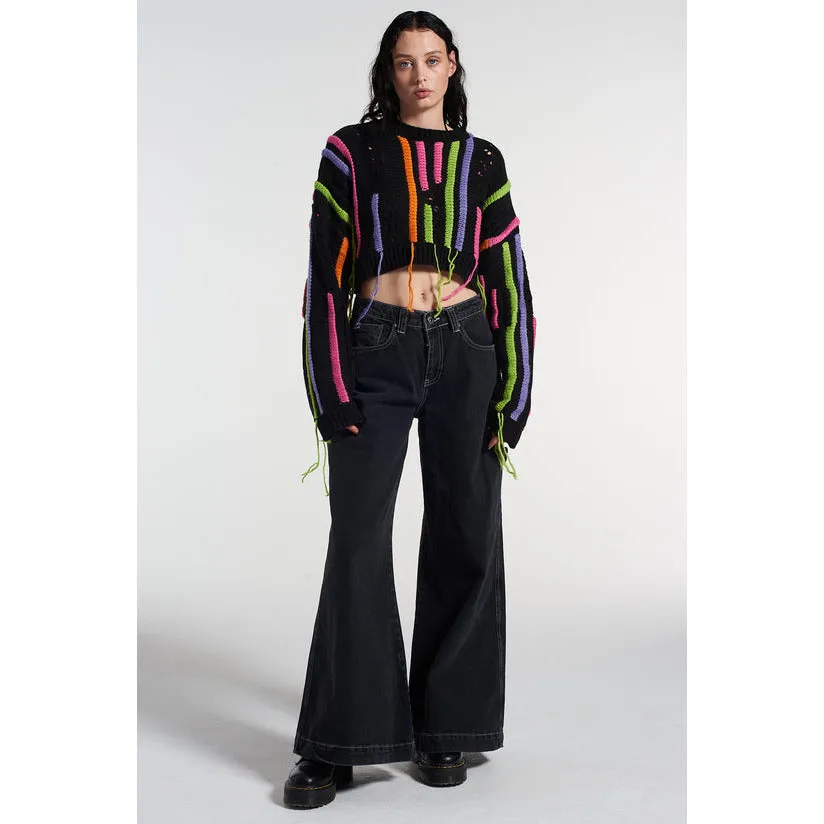 Knitted Tassel Cropped Sweater