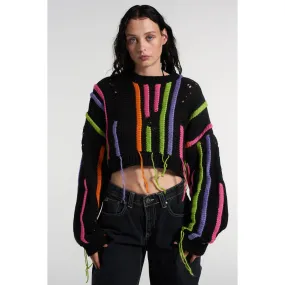 Knitted Tassel Cropped Sweater