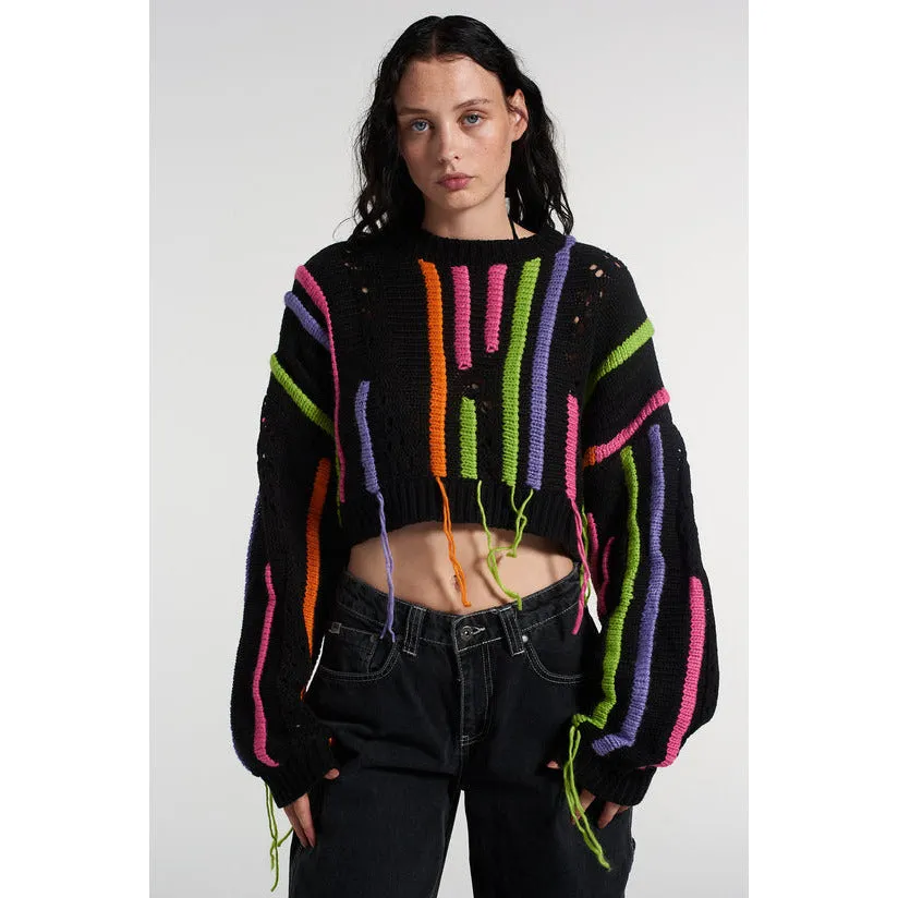 Knitted Tassel Cropped Sweater
