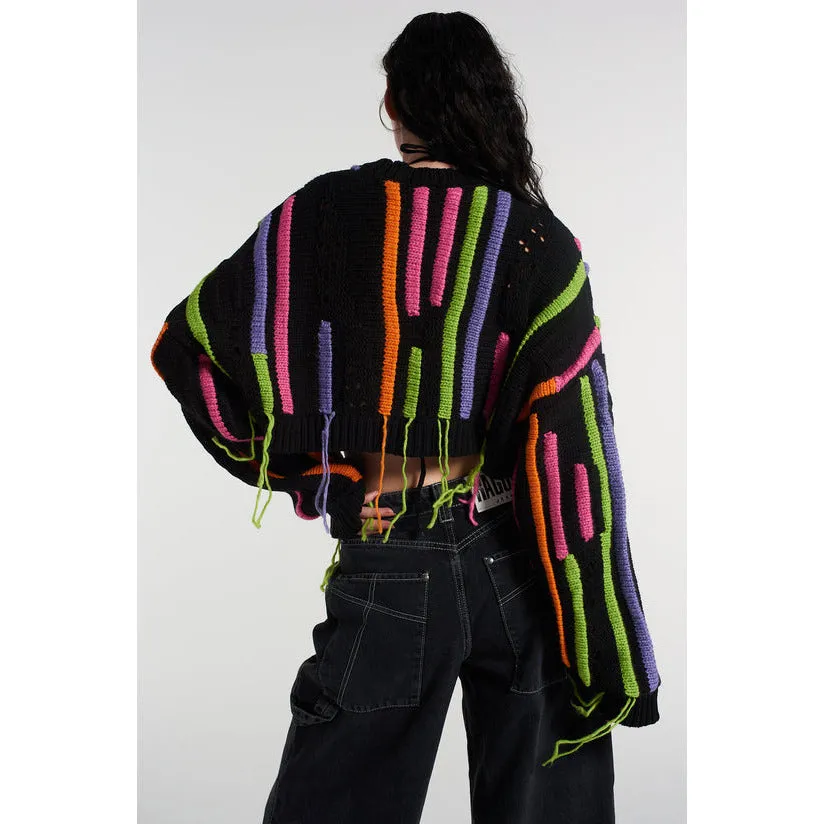 Knitted Tassel Cropped Sweater