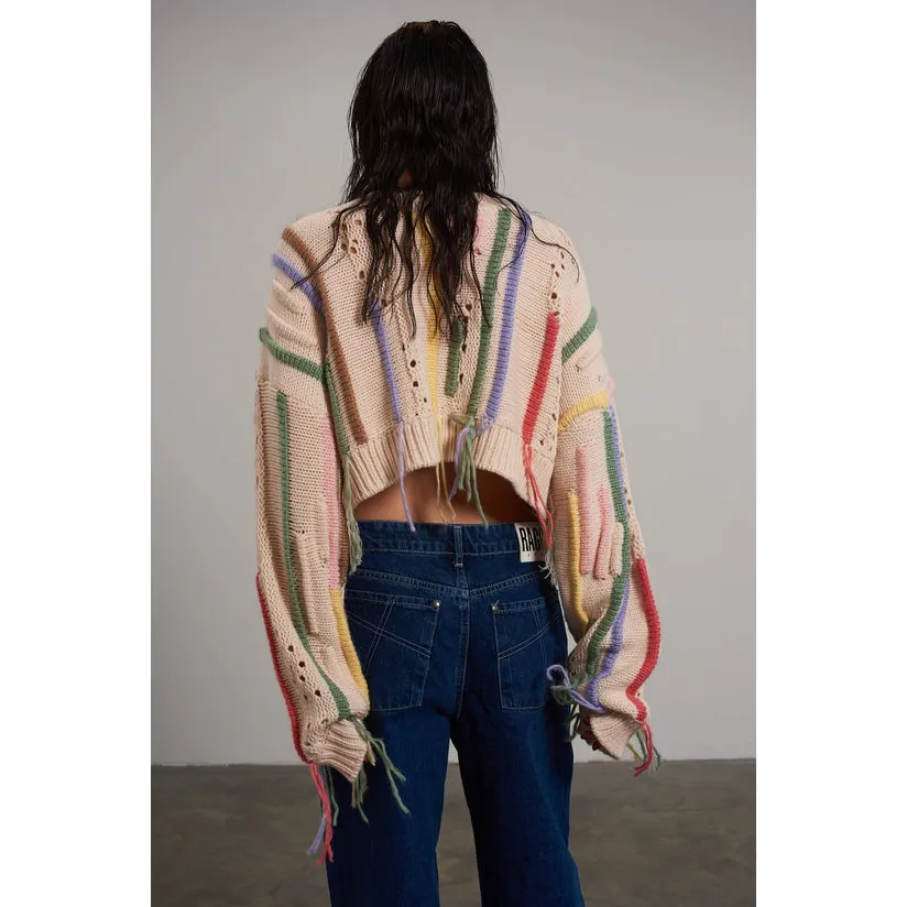 Knitted Tassel Cropped Sweater