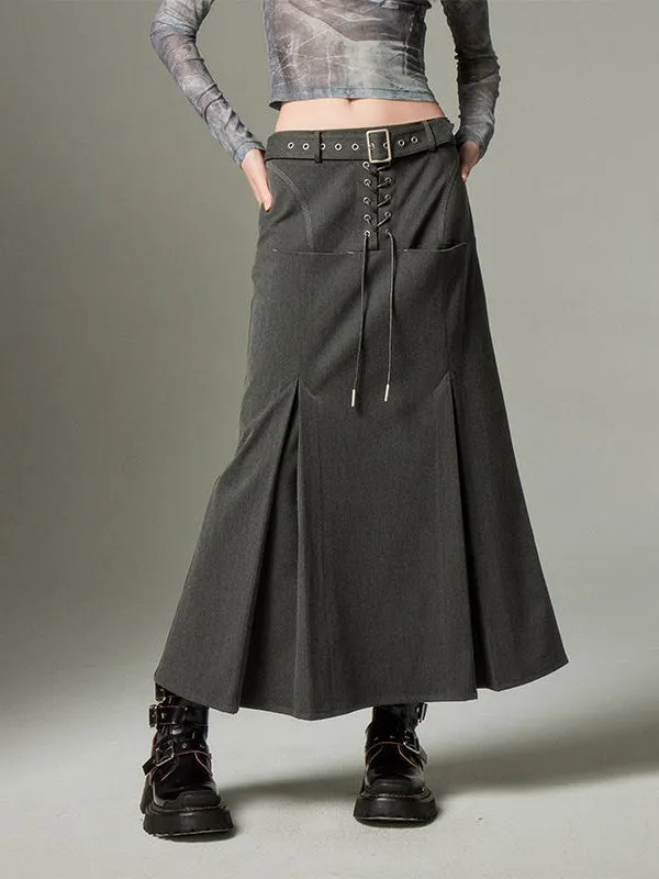 Lace-Up Front Pocket Mermaid Skirt