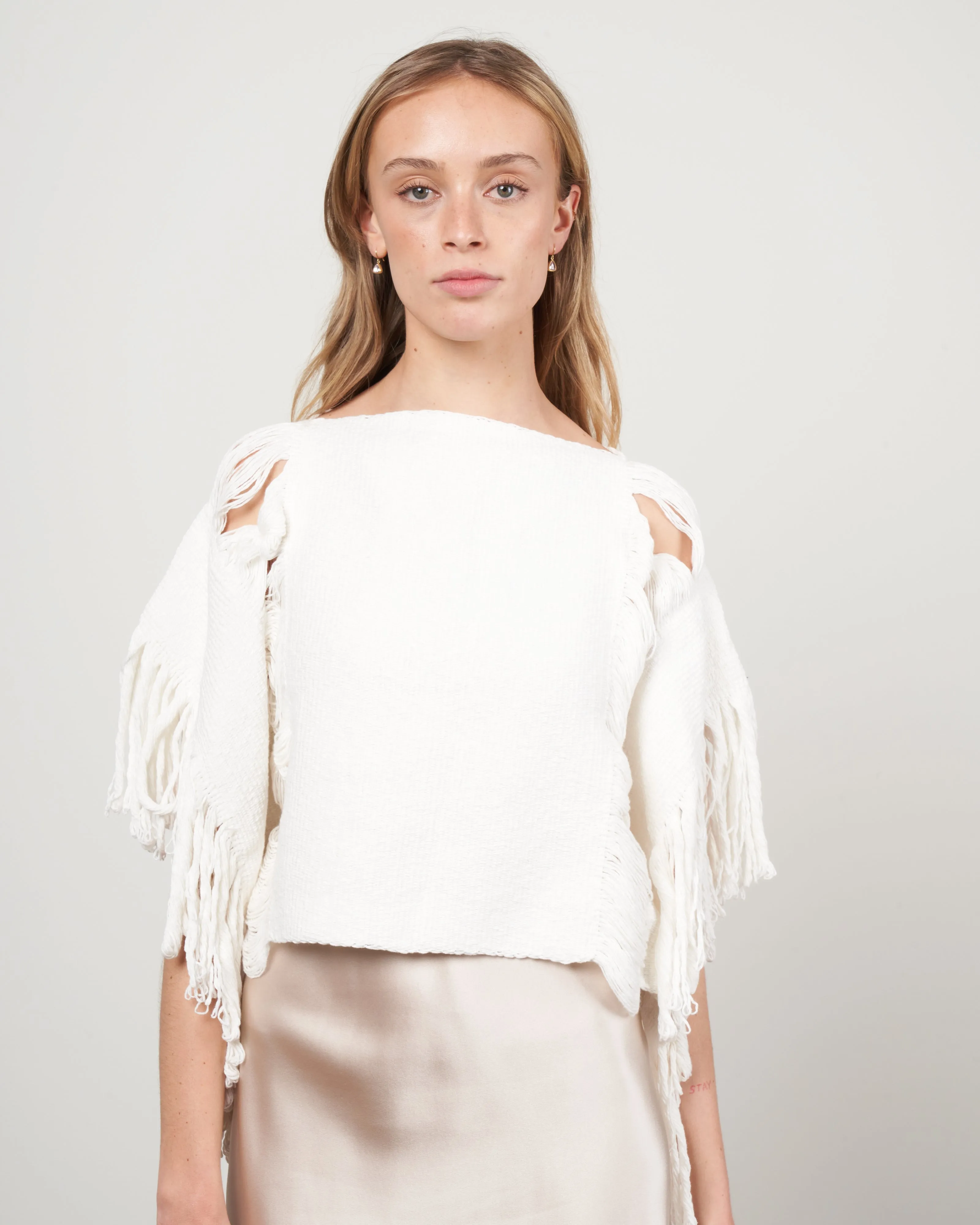 lacy crop top - ivory