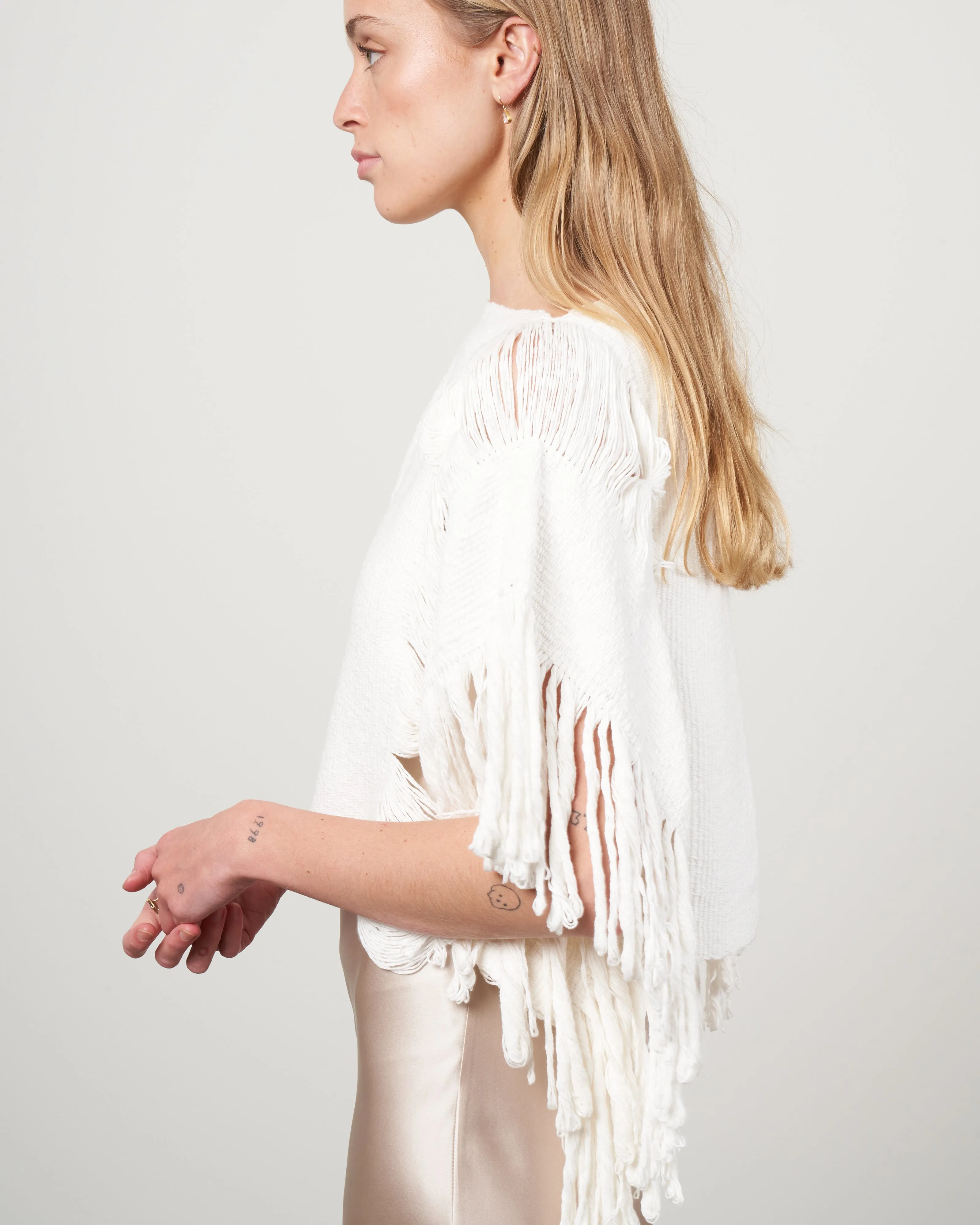 lacy crop top - ivory