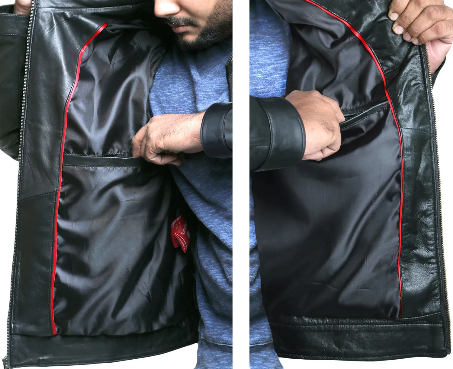 Leather Jackets Hub Mens Genuine Lambskin Leather Jacket (Brown-Tan, Aviator Jacket) - 2201001