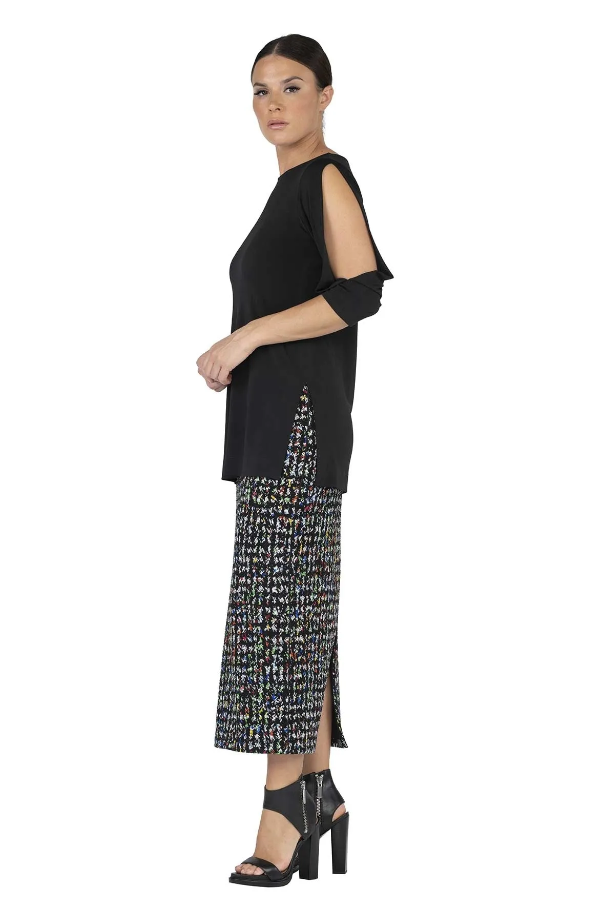 Long Double Pencil Skirt w/ Back Slit 33"