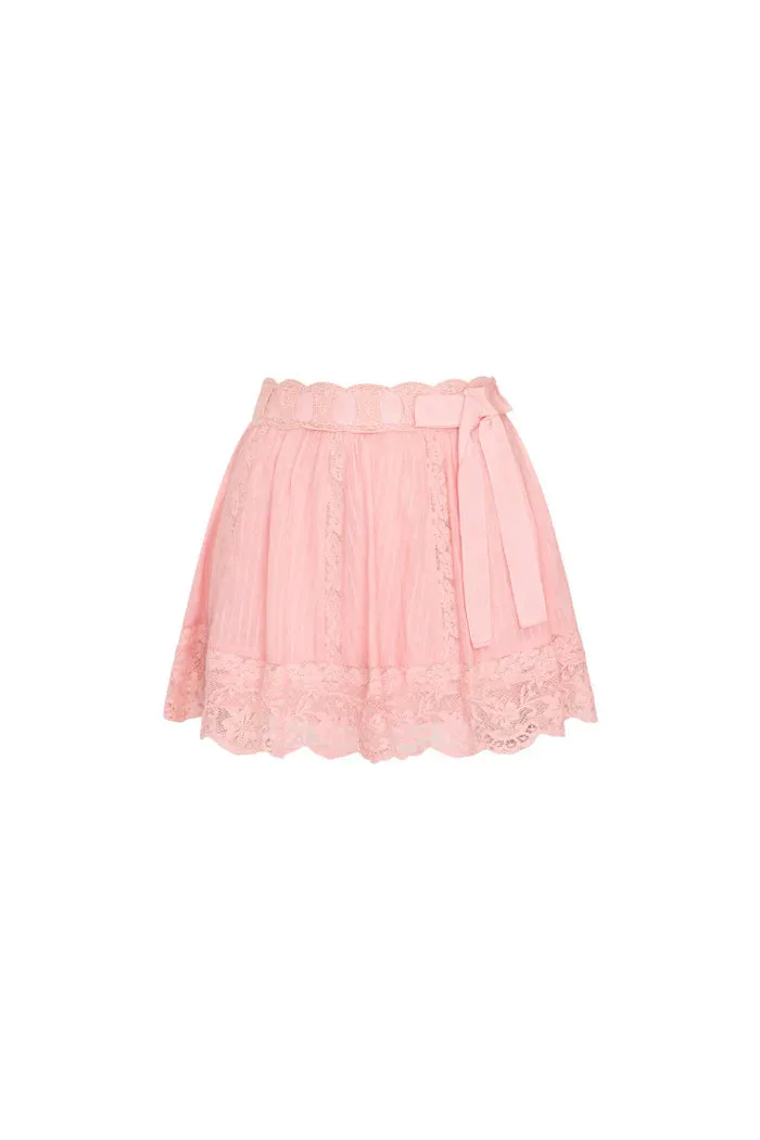 Loveshackfancy Matera Cotton Mini Skirt in Cherry Pink