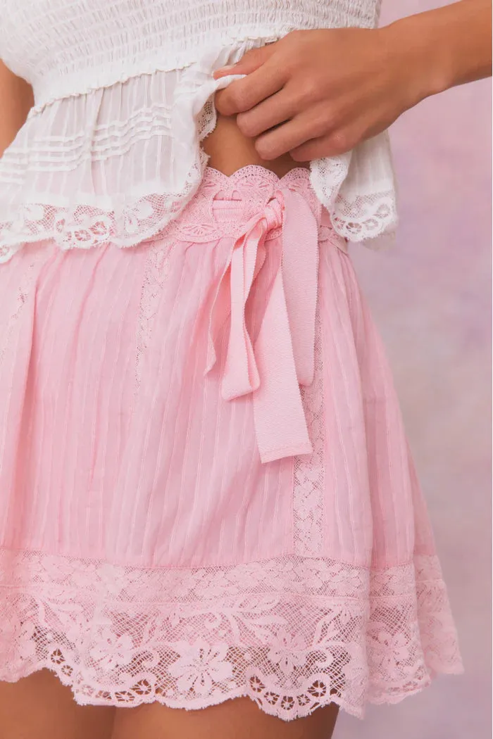 Loveshackfancy Matera Cotton Mini Skirt in Cherry Pink