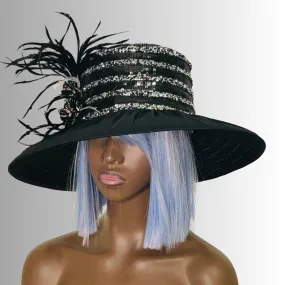 Mason - Feather & Jewel Hat - Black