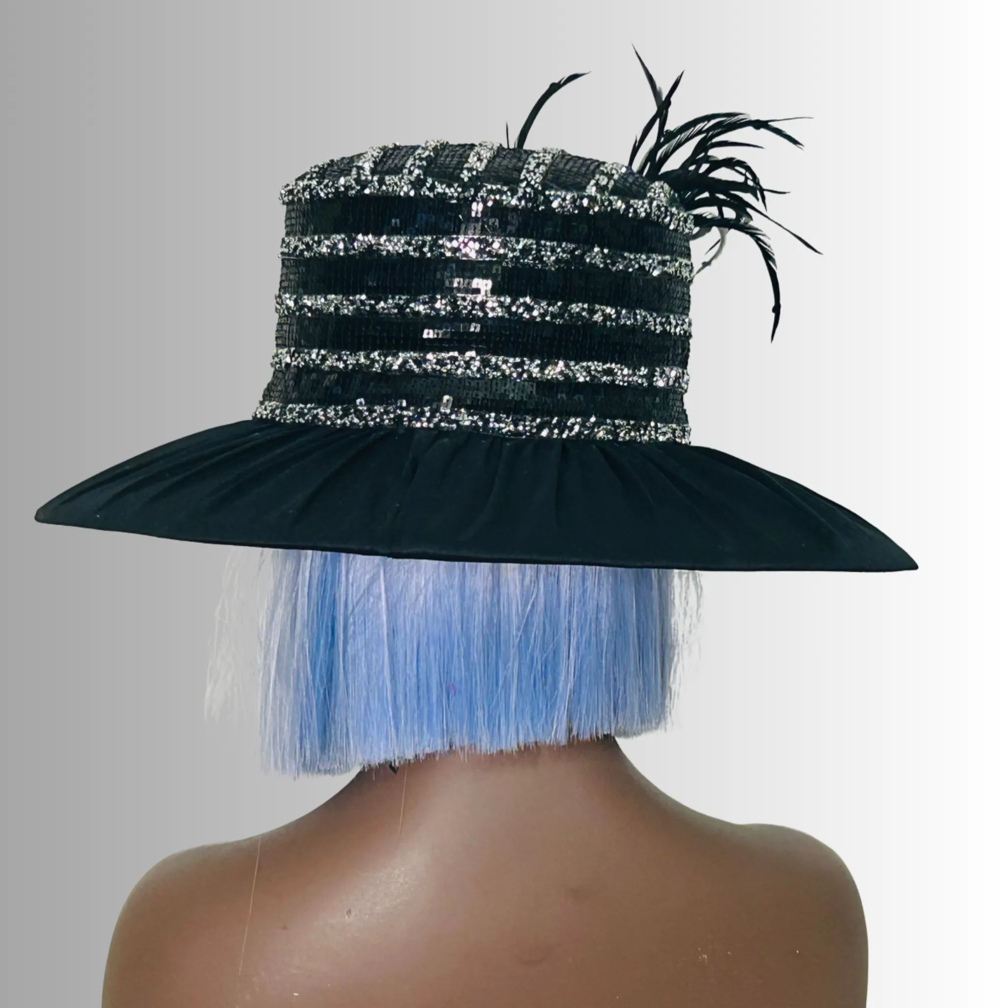 Mason - Feather & Jewel Hat - Black