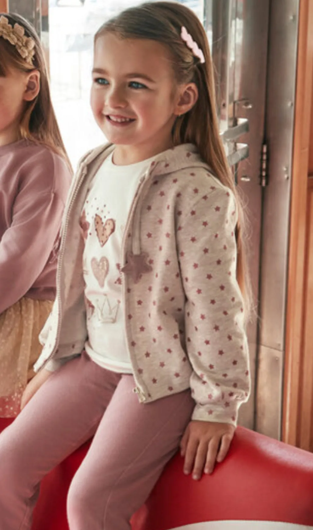 Mayoral Girls Cotton Sweatpants in Old Rose: Sizes 2 to 9 Years