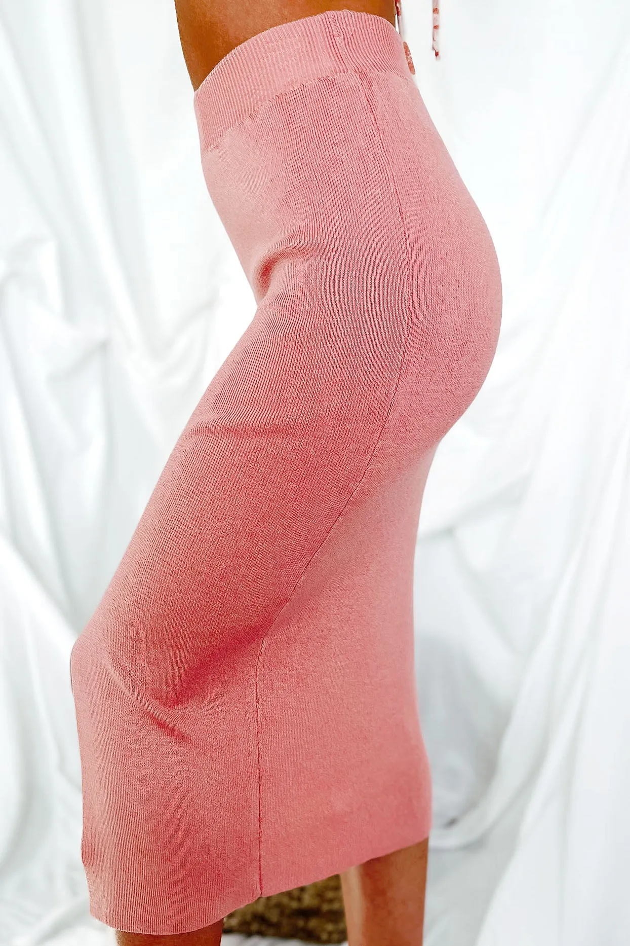 Melodic Musings Knit Midi Skirt (Teak Rose)