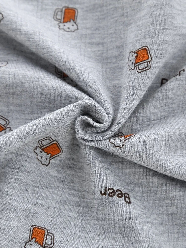 Men's Cute Print Cotton Viscose Boxer Briefs - Comfortable, Antibacterial, with Pouch Linen Underwear