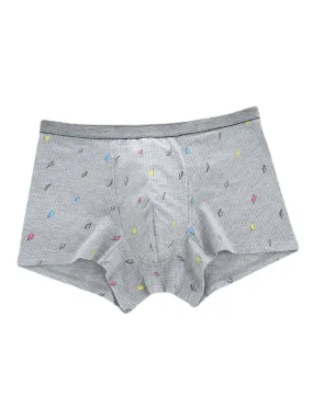 Men's Cute Print Cotton Viscose Boxer Briefs - Comfortable, Antibacterial, with Pouch Linen Underwear