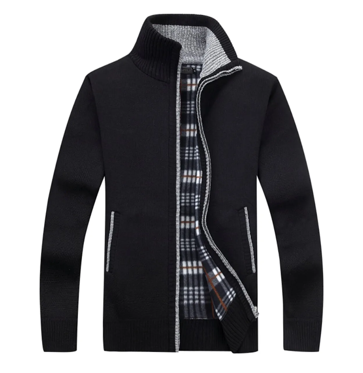 Mens Stand Up Collar Zipper Jacket