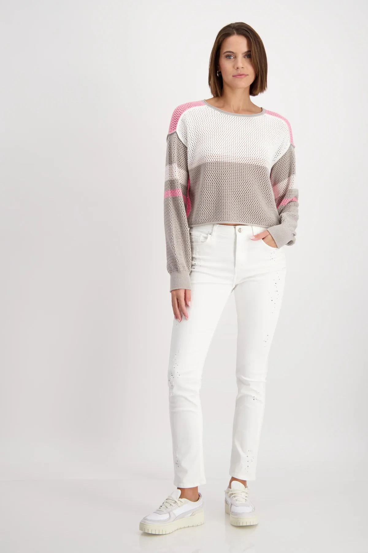 MONARI HOLEY CROP SWEATER