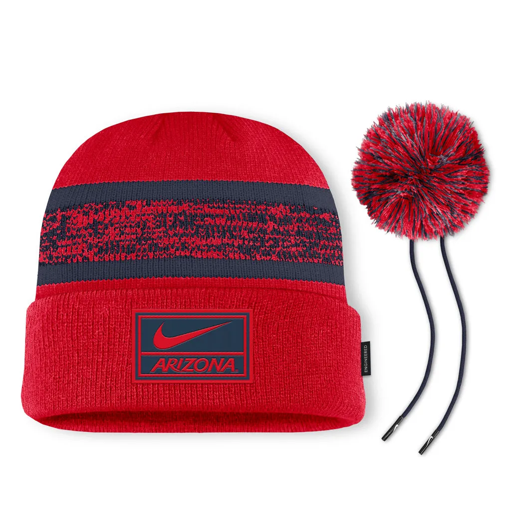 NCAA Arizona Wildcats Nike Peak Primary Cuff Pom Beanie Hat - Red