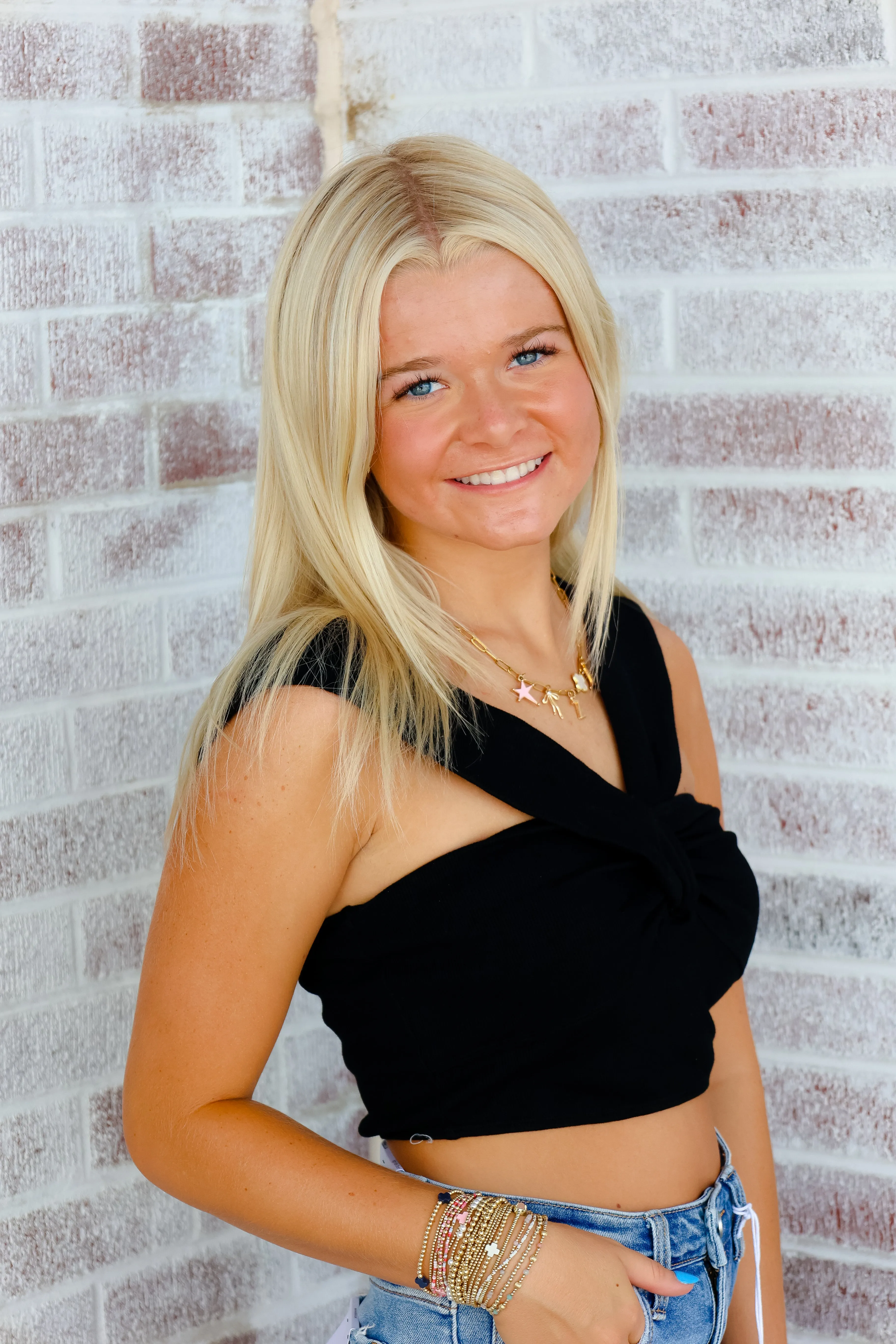 Never Lost A Tailgate Wide Strap Detail Ribbed Crop Top
