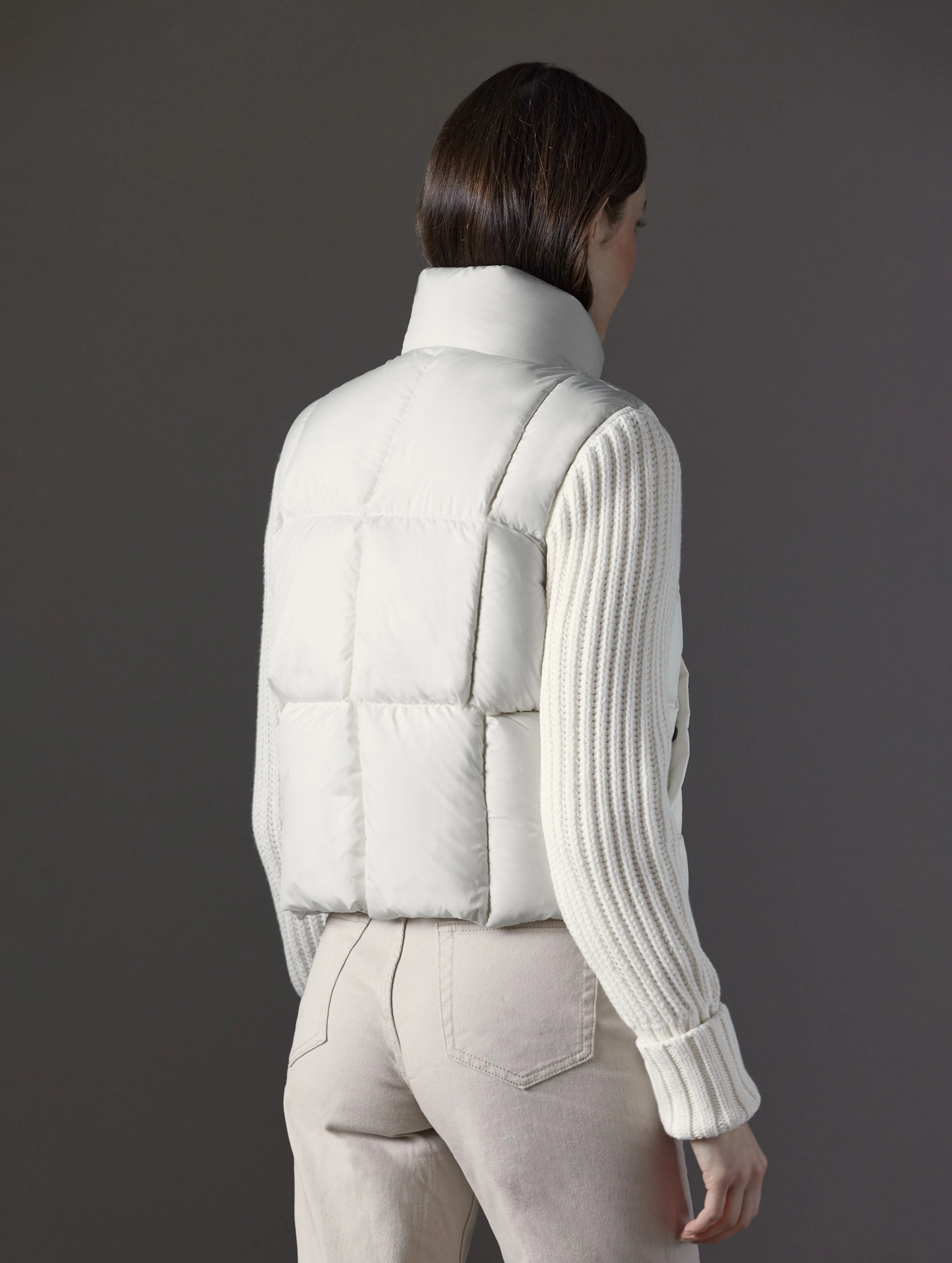 Nina Cardigan-Sleeve Down Jacket - Winter White