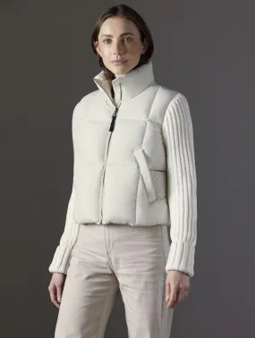 Nina Cardigan-Sleeve Down Jacket - Winter White
