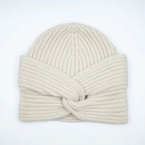 Oatmeal Ribbed Knit Turban Beanie Hat One Size